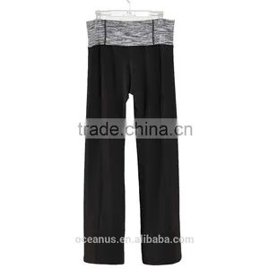 Poly/Nylon/Spandex Two Tone Jersey Ladies Yoga Pants thumbnail-2