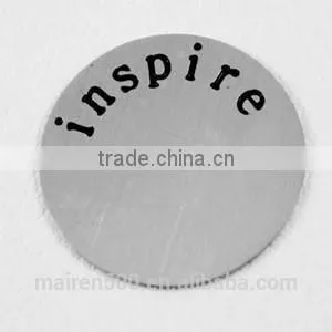 B12 Round Stainless Steel Inspire Initial Disc Floating Locket Plates Charms for Gifts thumbnail-1