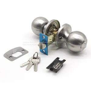 Grade 3 Residential Entrance Privacy Bathroom Bedroom Interior Safe Tubular Lever Lockset Cylindrical Handle Knob Door Lock thumbnail-1
