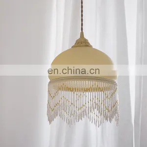 Luxury Metal Pendant Lighting For Bedroom Handmade Leaves Modern Cylinder Chandelier Lamp thumbnail-2