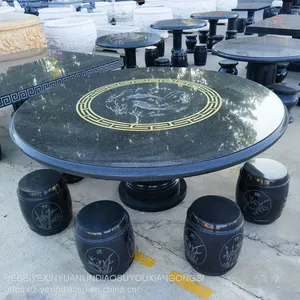 Marble Round Table, Stone Table, Stone Stool, Garden Landscape, Stone Carving Decoration, Various Shapes, Rest and Dining Table thumbnail-1