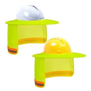 Foldable Site Construction Safety Helmet Full Brim Mesh Hard Hats Neck Sun Shield Visor With Reflective Strip thumbnail-1
