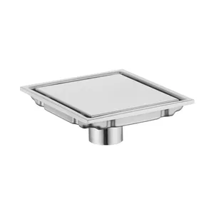 Modern Design 4 Inch Wholesale Invisible Square Stainless Steel Shower Floor Drain SUS 304 Tile Insert for Bathroom Waste thumbnail-3