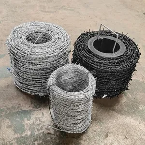 High Quality 50kg Barbed Wire Price Per Roll / Galvanized Barbed Wire Mesh Stainless Steel Barb Wire Fence Roll thumbnail-1