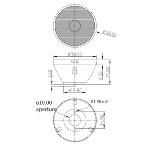 Led Lens, Rectangular Light Spot With 2*5 Degree Beam Angle, 38mm Diameter With Bracket, 3535 Lens thumbnail-3