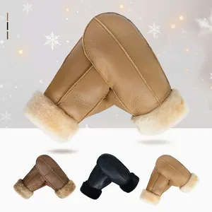 Leather Mitten Gloves Custom Logo Winter Warm Outdoor Gloves thumbnail-1