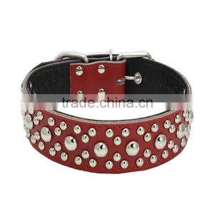 Wholesale Dog Chain Leather Litchi Grain Mushrooms Nails Pet Dog Collars thumbnail-4
