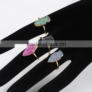 RG1091 Gold Plated Arrowhead Druzy Geode Stone Boho Ring Quality Choice thumbnail-1