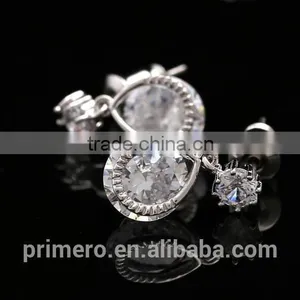 18K White Gold Filled Hot Cubic Zircon Women Earrings Dangler Bali Jewelry thumbnail-5