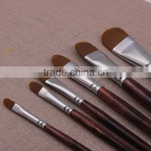 Wood Handle Nylon Hair 6pcs Set Artist Brush Watercolor Brush 6pcs Set thumbnail-4