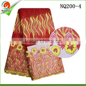 Austrian Embroidered New French Lace Fabric With Embroidery Border and Eyelet Design thumbnail-4