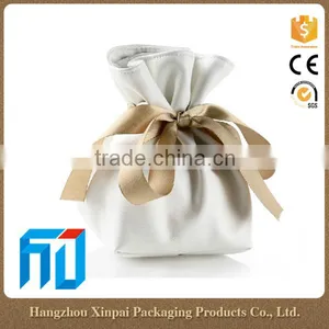 High End Custom Luxury White PU Leather Small Jewelry Packaging Bag With Drawstring Quality Choice thumbnail-1