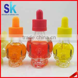 30ml Clear Skull Shaped Glass Liquid Bottle With Child Proof Dropper thumbnail-3