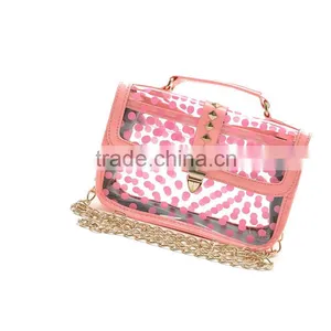 High Fashion Ladies Cheap Dot Clear Pvc Plastic Messenger Bag thumbnail-3