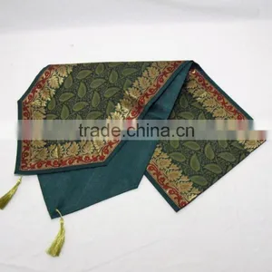 Indian Silk Table Runner With 6 Placemats & 6 Coaster in Green Color Size 16*62 thumbnail-4