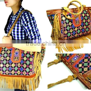 Leather Fringe Hobo Bags Kutch Banjara Shoulder Bag thumbnail-1