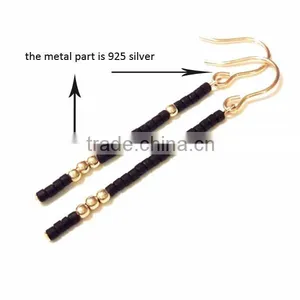 925 Silver Earrings Minimalist Jewelry Modern Earrings Gold Long Earrings thumbnail-1