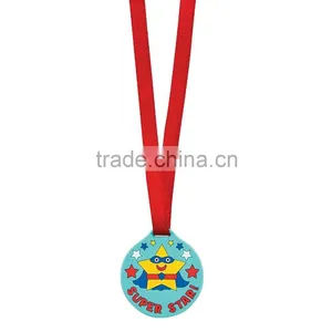 Wholesale Sport Souvenirs Cheap Custom New Design 3D PVC Rubber Super Star Award Medals With Ribbon for Promotional Gifts thumbnail-1