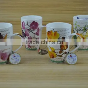 11OZ Bird With Butterfly Full Decal Print Coffee Cups, Shiny Surface Porcelain Mug, KL5004-A415 thumbnail-4