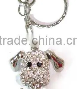 Fashion Key Chain With Dog Pendant Zinc cz Stones thumbnail-1