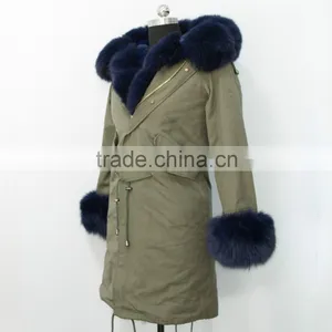 Made in China Fashionable Military Parka Jacket With Real Fox Fur Hood Trim thumbnail-3
