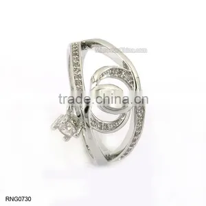 Simple Fashion Engagement Wedding Antique Copper Ring Plated White Gold thumbnail-5