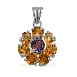 Wholesale Handmade 925 Sterling Silver Semi Precious Gemstone Pendants thumbnail-1