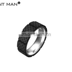 7MM Tungsten Carbide Band Black Carbon Fiber Tungsten Carbide Wedding Band Ring thumbnail-1
