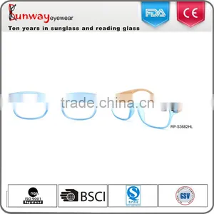 RP-S3682 Crazy Selling Blue Frame Bamboo Temple Custom Reading Glasses thumbnail-1