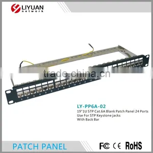 LY-PP6A-02 CAT6A 24 PORT PATCH PANEL RACK MOUNT TUFF JACKS QUALITY! 19" 1U STP Blank Patch Panel With Back Bar thumbnail-1