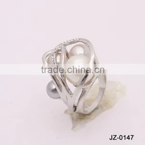 2012 New Fashion Silver Pearl Rings thumbnail-1