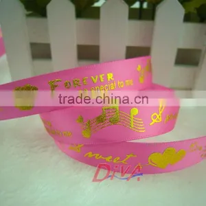 Character Custom Printed Golden Logo Satin Ribbon Wholesale, Personalized Ribbon thumbnail-1