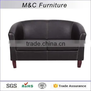 Economic Design Two Seats Wood Frame Two Cushion Sofa thumbnail-1