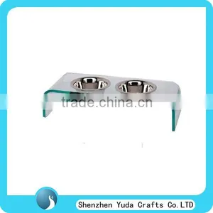 Clear Acrylic Double Bowls for Pets Buy Cheap Price Plexiglass Plastic Bowl for Dog thumbnail-1