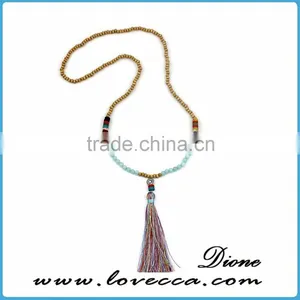 Personalized Customized Wholesale Fashion Yellow Tassel Pendant Necklace thumbnail-3