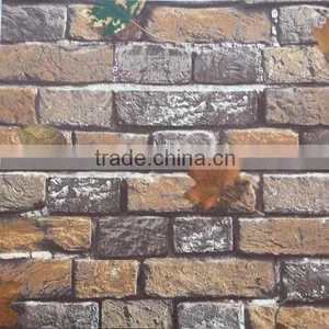 Brick Design Pvc Wallpaper 3d Visual Effects With Maple Leaf thumbnail-2