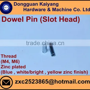 Dowel Pin With Slotting Head (for Furniture); Zinc Plated (Blue , White/bright , Yellow Zinc Finish ); M4, M6 thumbnail-1