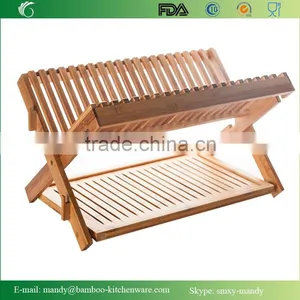Collapsible Bamboo Drying Rack for Dishes and Plates thumbnail-1
