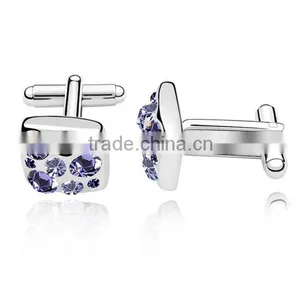 2016 Latest Luxury Silver Copper Diamond Cufflinks With Square High Polishing Cuff Links thumbnail-4