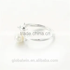 Engagement Gift Freshwater Pearl Solid Silver Rings For Sale thumbnail-3