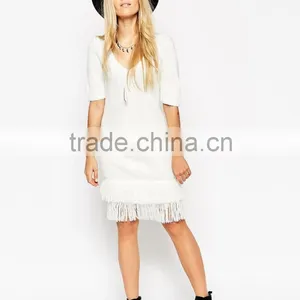 High Fashion Design Sexy Women Sweater Dress Knitting Dress Fringing Dress thumbnail-4