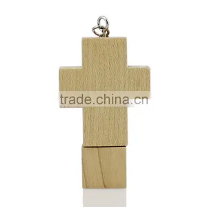 A Maple Wood Cross Thumb Usb Key Drive 2gb 4gb thumbnail-2