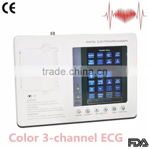 CE &ISO13485 Approved Portable Digital 3-channel Color Electrocardiograph ECG EKG Machine thumbnail-1