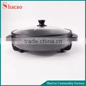 Black Non-Stick Skillet Electric Frying Pan Temperature Control With Glass Lid thumbnail-1
