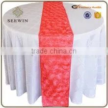 12x108 Fashionable Satin Rosette Table Runner for Wedding Deco and Home Use thumbnail-1
