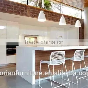 Modern Design PMMA Solid Surface +solid Wood Built Kitchen Center Bar Table thumbnail-3