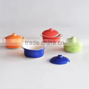 Hand Painted 2 Ears Casserole With Lid thumbnail-1