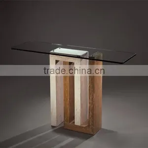 Modern Austere Iran Marble Console Table With Glass Top thumbnail-2