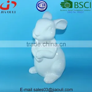 BSCI Audit Factory Easter Top Sale Ceramic Rabbit Figurines, White Porcelain Ceramic Rabbits thumbnail-5