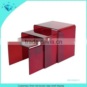 Customize 3mm Red Acrylic Step Shelf Display thumbnail-1